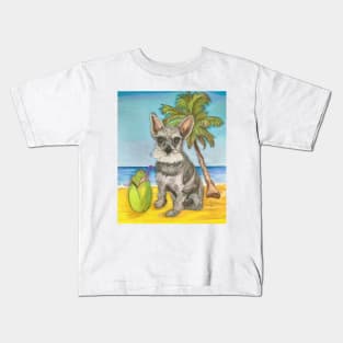 Cute Schnauzer Dog on Vacation Kids T-Shirt